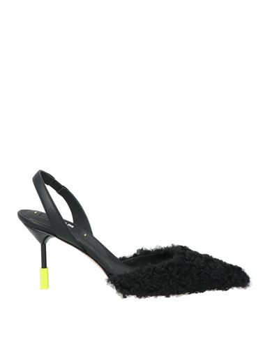 Msgm Woman Pumps Black Size 7 Textile Fibers, Leather In Black