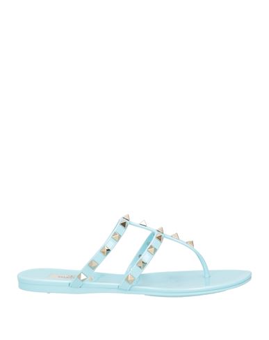 Valentino Garavani Woman Thong Sandal Turquoise Size 7 Rubber In Blue
