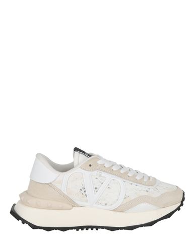 Valentino Garavani Lace And Mesh Lacerunner Sneaker Woman Sneakers White Size 8 Lambskin, Cotton, Po