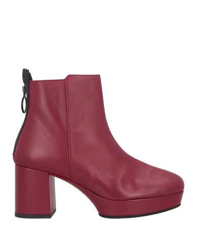 Shop Lorenzo Mari Woman Ankle Boots Burgundy Size 6 Leather In Red