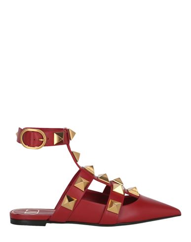 Shop Valentino Garavani Roman Stud Ballerina Shoe Woman Sandals Red Size 5.5 Calfskin
