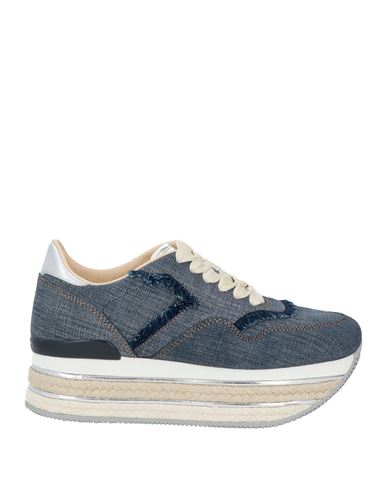 Hogan Woman Sneakers Navy Size 8 Textile Fibers, Leather In Navy Blue