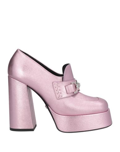 Versace Woman Loafers Pink Size 10 Calfskin In Pink