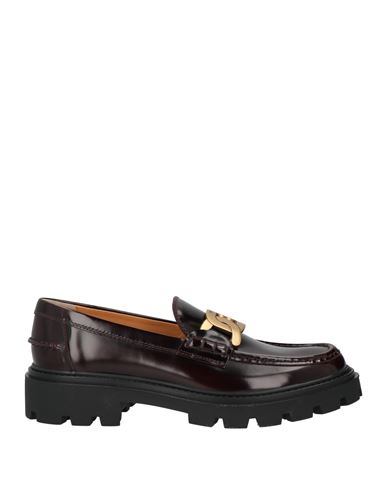 Tod's Woman Loafers Deep Purple Size 10 Leather In Purple
