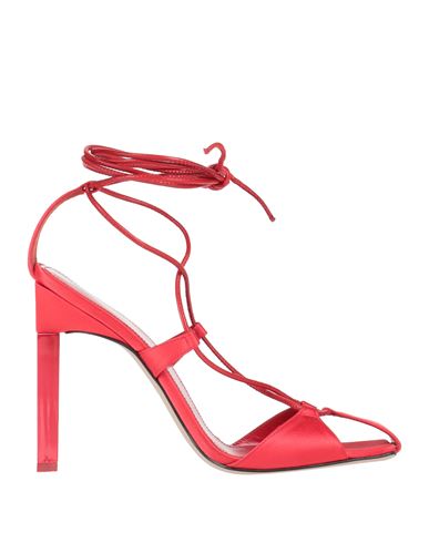 Shop Attico The  Woman Sandals Red Size 8 Textile Fibers, Leather