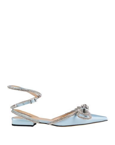Mach&mach Double Bow Crystal-embellished Satin Point-toe Flats In Blue