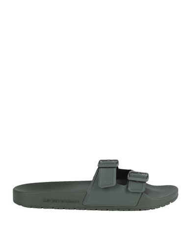 Shop Emporio Armani Man Sandals Military Green Size 8.5 Pvc - Polyvinyl Chloride, Pes - Polyethersulfone,