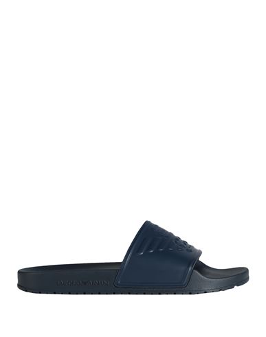 Shop Emporio Armani Man Sandals Navy Blue Size 8.5 Pvc - Polyvinyl Chloride, Pes - Polyethersulfone, Poly