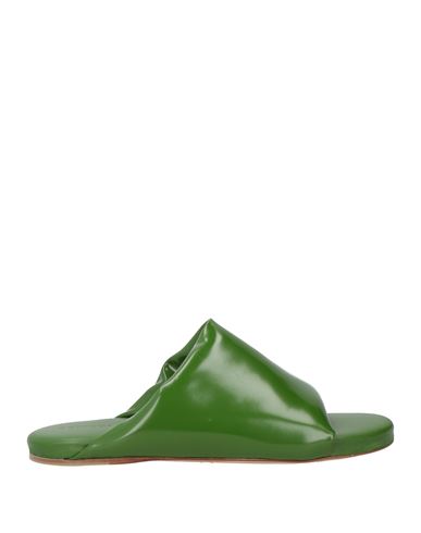 Shop Bottega Veneta Woman Sandals Military Green Size 8 Leather