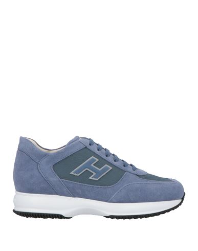 Shop Hogan Man Sneakers Pastel Blue Size 9 Leather, Textile Fibers