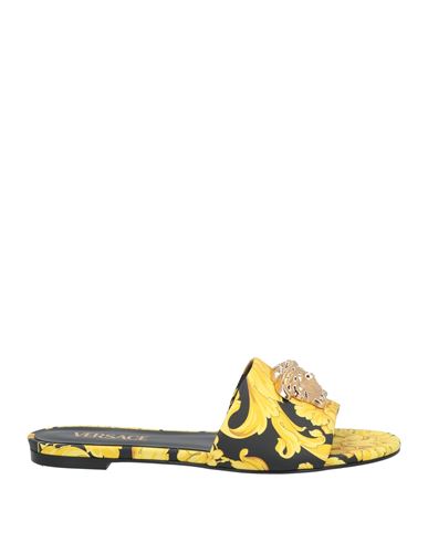 Versace Woman Sandals Yellow Size 8 Calfskin In Multi