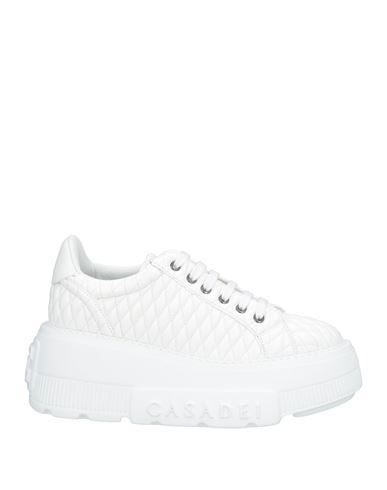 Shop Casadei Woman Sneakers White Size 9.5 Leather, Textile Fibers