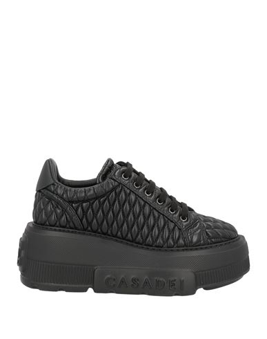 Shop Casadei Woman Sneakers Black Size 9 Leather, Textile Fibers