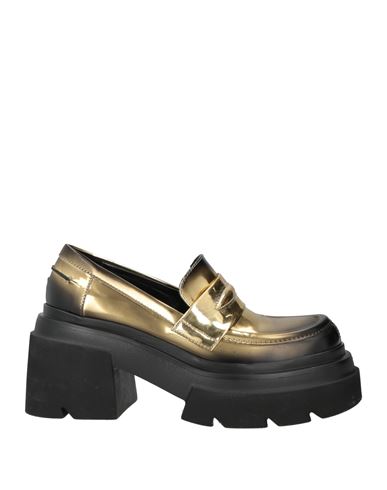 Elena Iachi Woman Loafers Gold Size 8 Textile Fibers