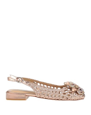 Alma En Pena . Woman Ballet Flats Copper Size 7 Leather In Orange