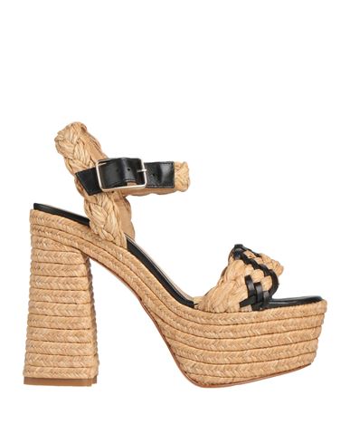 Castaã±er Castañer Woman Sandals Sand Size 7.5 Textile Fibers, Leather In Brown