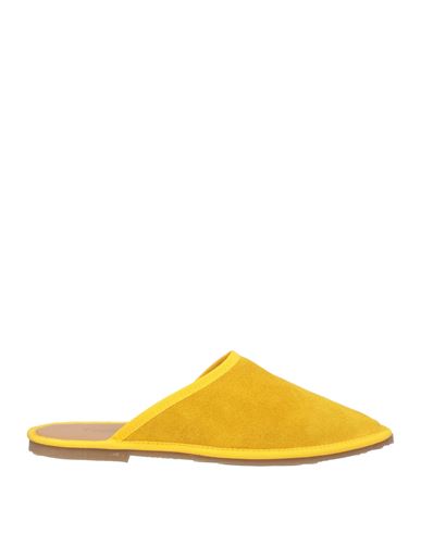 Foglietti Woman Mules & Clogs Ocher Size 10 Leather, Textile Fibers In Yellow