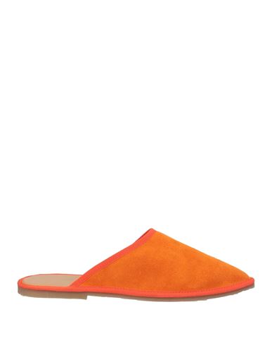 Foglietti Woman Mules & Clogs Orange Size 11 Leather, Textile Fibers