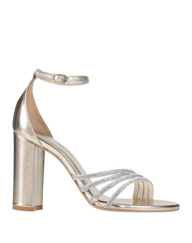 Paolo Mattei Woman Sandals Platinum Size 8 Leather In Gold