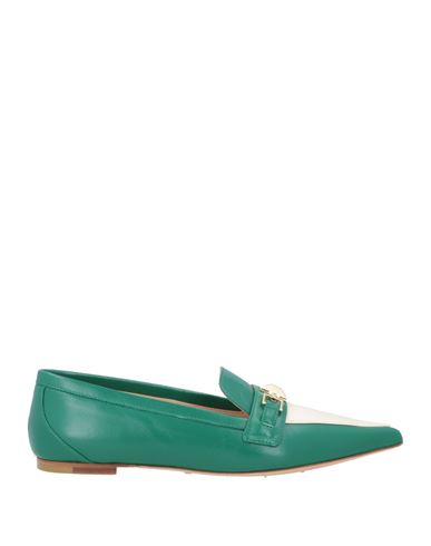 Elisabetta Franchi Woman Loafers Green Size 6 Leather