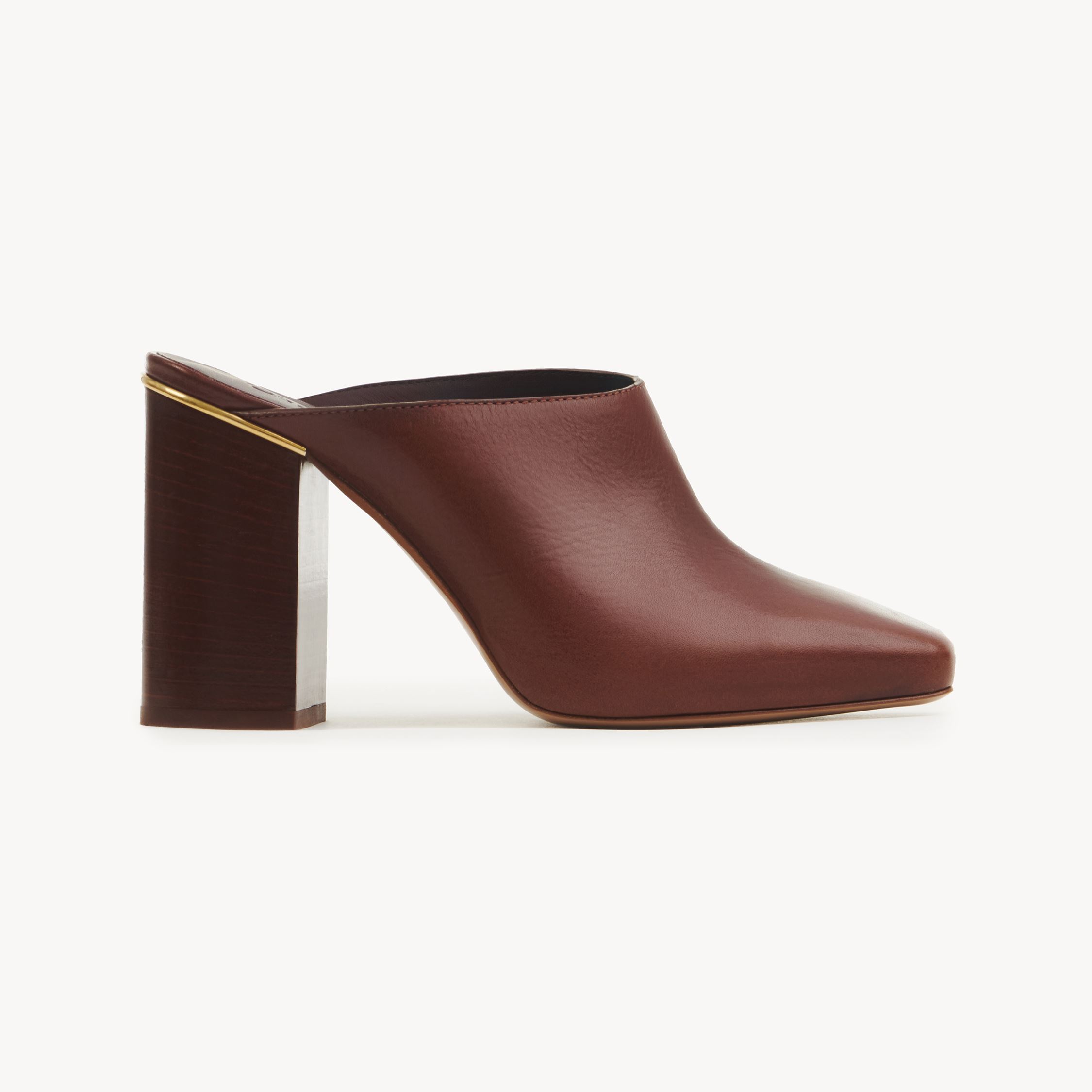 Shop Chloé Mules À Talon Ambre Femme Brun Taille 37 100% Cuir De Veau In Brown