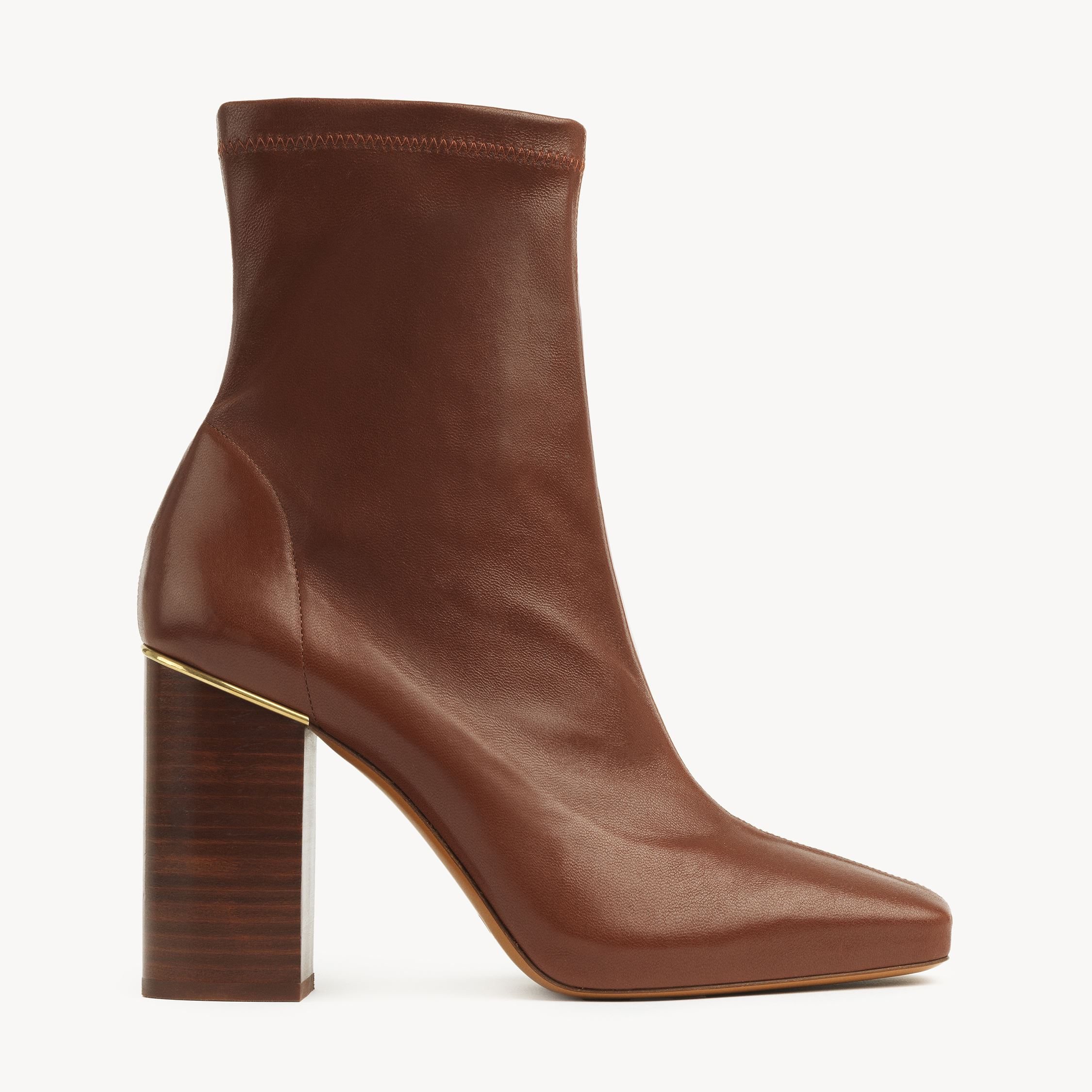 Shop Chloé Bottines À Talon Ambre Femme Brun Taille 40 100% Cuir De Veau In Brown