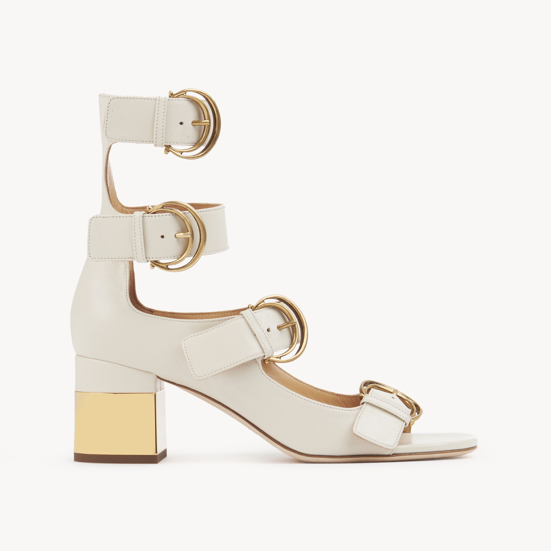 Shop Chloé Sandales À Talon Alizè Femme Beige Taille 38 100% Peau De Chèvre