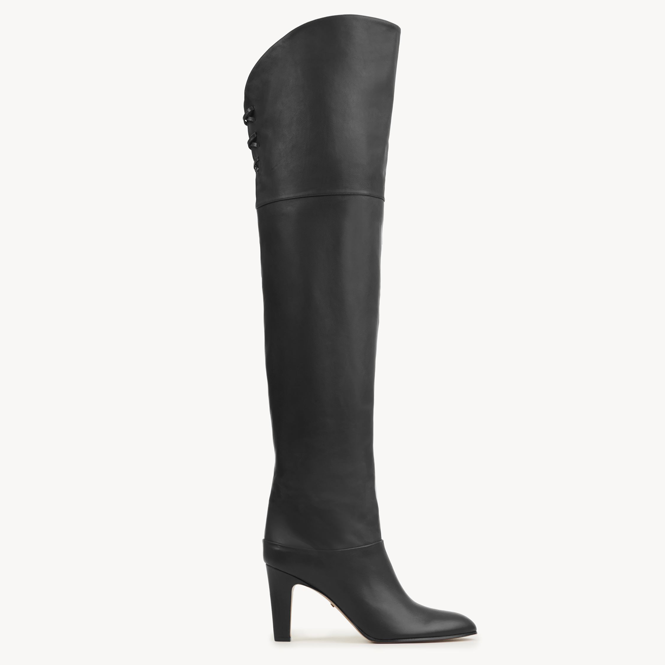 Chloé Knee-high Boots With Pointed Toe And Cone Heel In Black