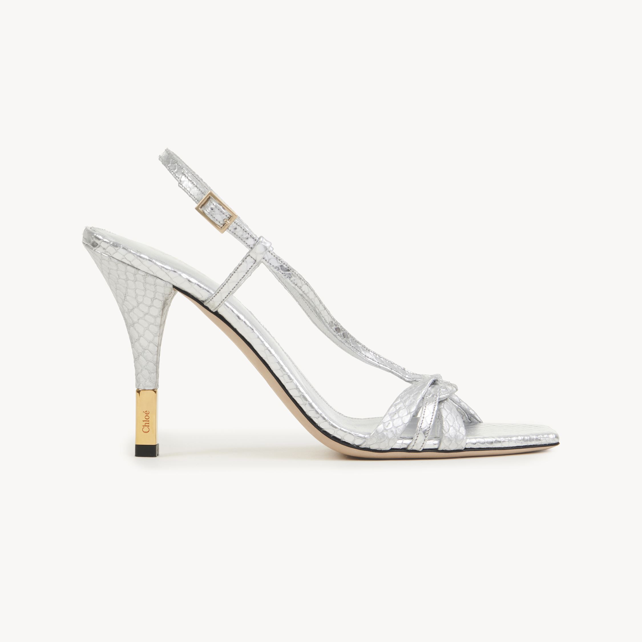 Shop Chloé Sandales À Talon Nour Femme Argent Taille 37.5 100% Cuir D'agneau In Silver