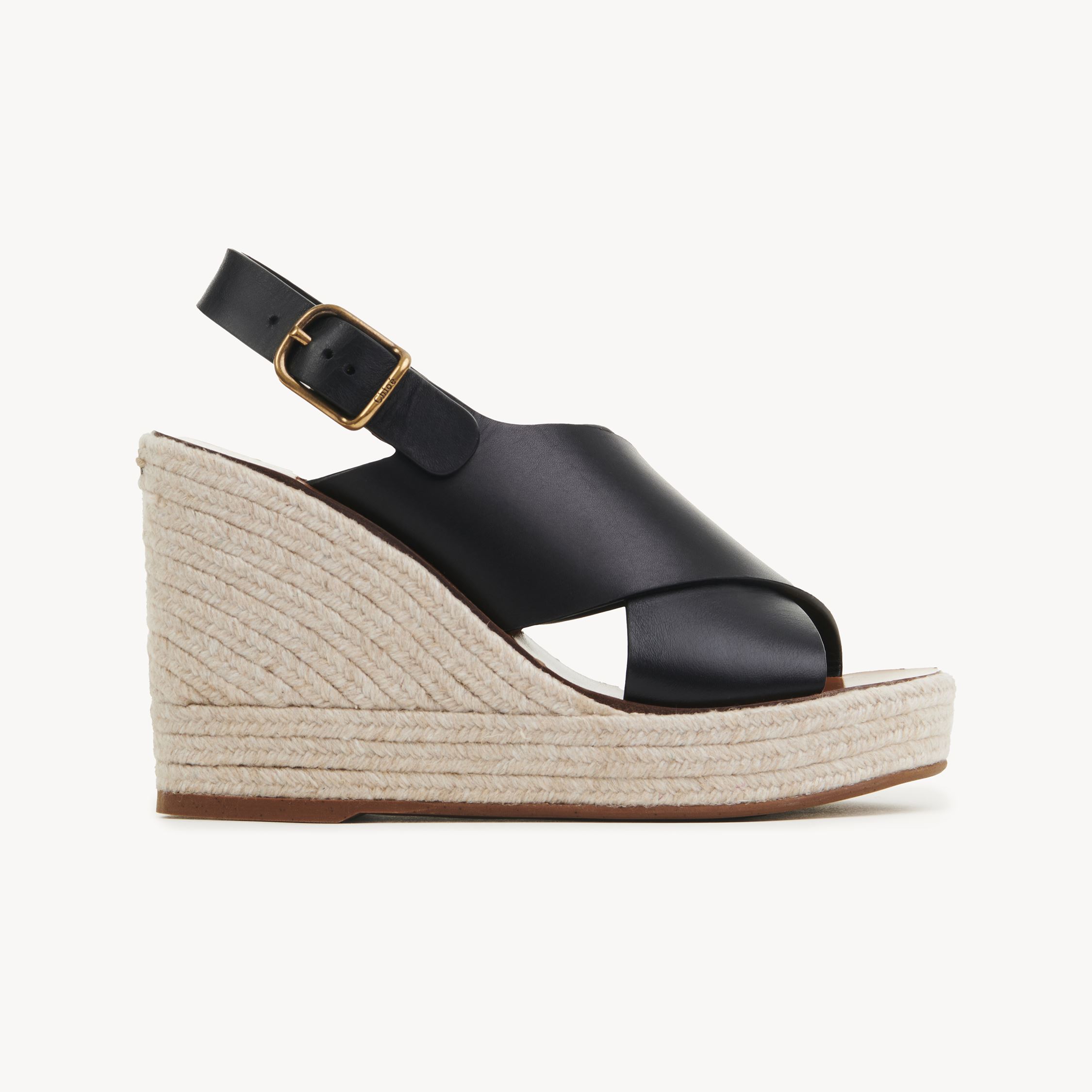 Shop Chloé Espadrilles Compensées Pary Femme Noir Taille 36 100% Cuir De Veau In Black