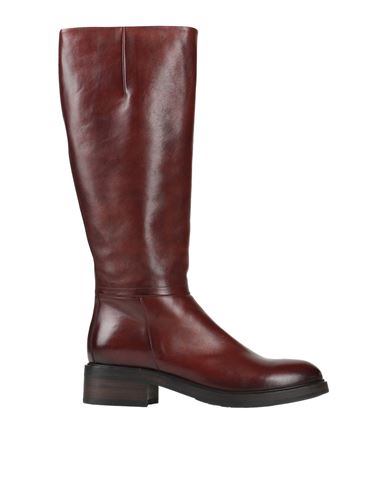 Pantanetti Woman Boot Brown Size 11 Leather In Burgundy