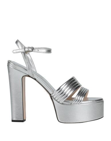 Paolo Mattei Woman Sandals Silver Size 8 Leather In Metallic