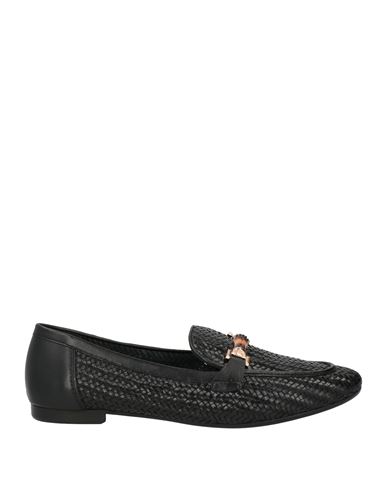 Emanuélle Vee Woman Loafers Black Size 11 Leather In Multi