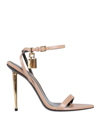 Tom Ford Taupe Padlock Pointed Naked Heeled Sandals In Pink