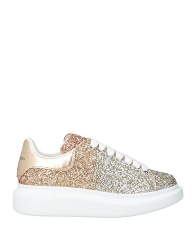 Alexander Mcqueen Woman Sneakers Gold Size 8 Leather, Textile Fibers