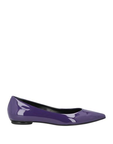 Shop Fabi Woman Ballet Flats Dark Purple Size 7 Leather