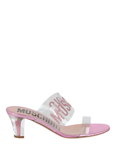 Moschino Glitter Logo Heel Sandals Woman Sandals Transparent Size 8 Pvc - Polyvinyl Chloride In Neutral
