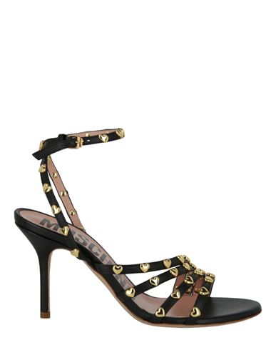 Shop Moschino Stud-embellished Heel Sandals Woman Sandals Black Size 8 Calfskin