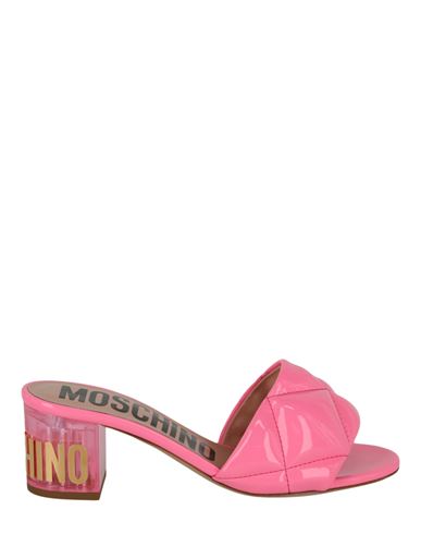 Moschino Logo Quilted Mules Woman Sandals Pink Size 7 Polyurethane, Polyester