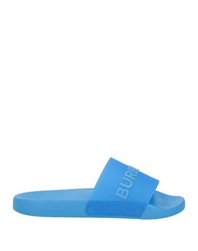Shop Burberry Man Sandals Azure Size 9 Rubber In Blue