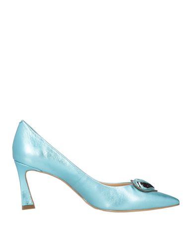 Shop Emmenne By Martina Nanni Woman Pumps Turquoise Size 8 Leather In Blue