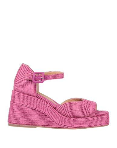 Castaã±er Castañer Woman Sandals Fuchsia Size 7.5 Textile Fibers In Pink