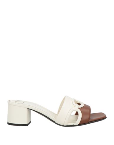 Valentino Garavani Woman Sandals Brown Size 6.5 Leather In White