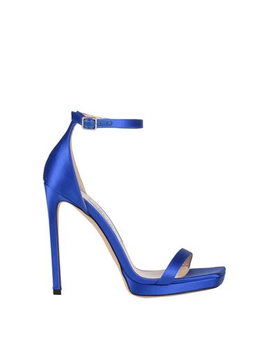 Shop Jimmy Choo Woman Sandals Bright Blue Size 7.5 Leather, Textile Fibers