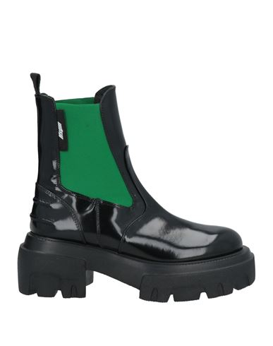 Msgm Woman Ankle Boots Black Size 8 Leather, Elastic Fibres