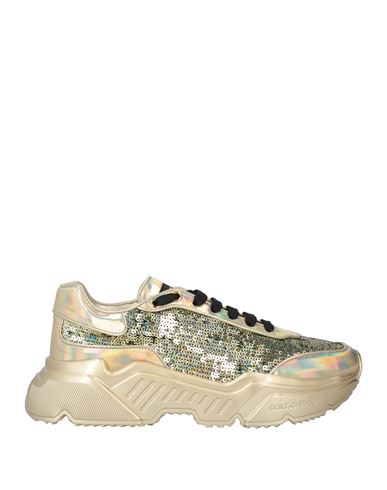 Dolce & Gabbana Man Sneakers Gold Size 9 Leather In Multi