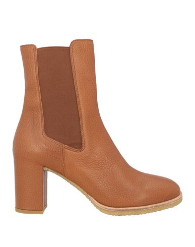 Del Carlo Woman Ankle Boots Camel Size 8 Leather In Beige