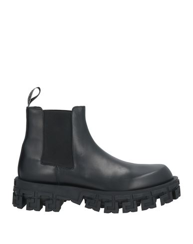 Shop Versace Man Ankle Boots Black Size 9 Calfskin, Elastic Fibres