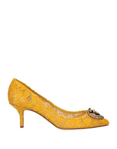 Dolce & Gabbana Woman Pumps Ocher Size 7 Viscose, Cotton, Polyamide, Silk In Yellow