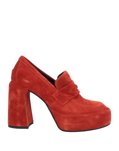 Elena Iachi Woman Loafers Rust Size 8 Leather In Multi